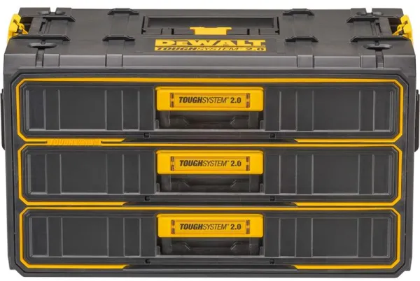 DeWaltÂ® ToughSystemÂ® 2.0 værktøjskasse med tre skuffer